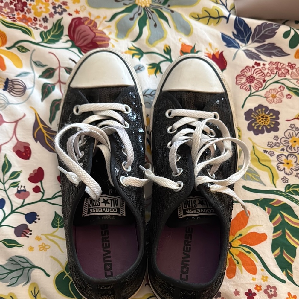 Converse Black Sequin Low-Top Sneakers
